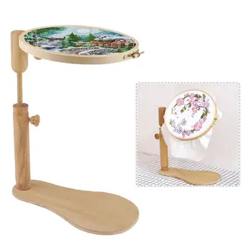 

Round Wooden Embroidery Hoop Frame Stand Rack Holder Cross-stitch Rotatable Adjustable Craft DIY Tools Sewing Accessories