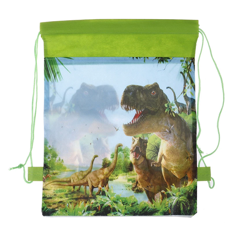 Подарок на день рождения для мальчиков, милый мультяшный динозавр, декорированный тематикой, нетканый материал, подарочные сумки на шнурке