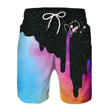 Fashionable colorful galaxy 3D full print men's shorts unisex street shorts summer beach polyester casual beach Harajuku shorts