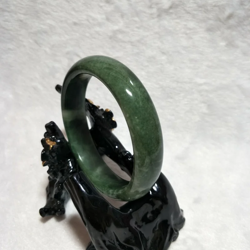 ААА красивый браслет китайский зеленый нефрит ручной резной браслет 54 мм-64 мм KYY8758