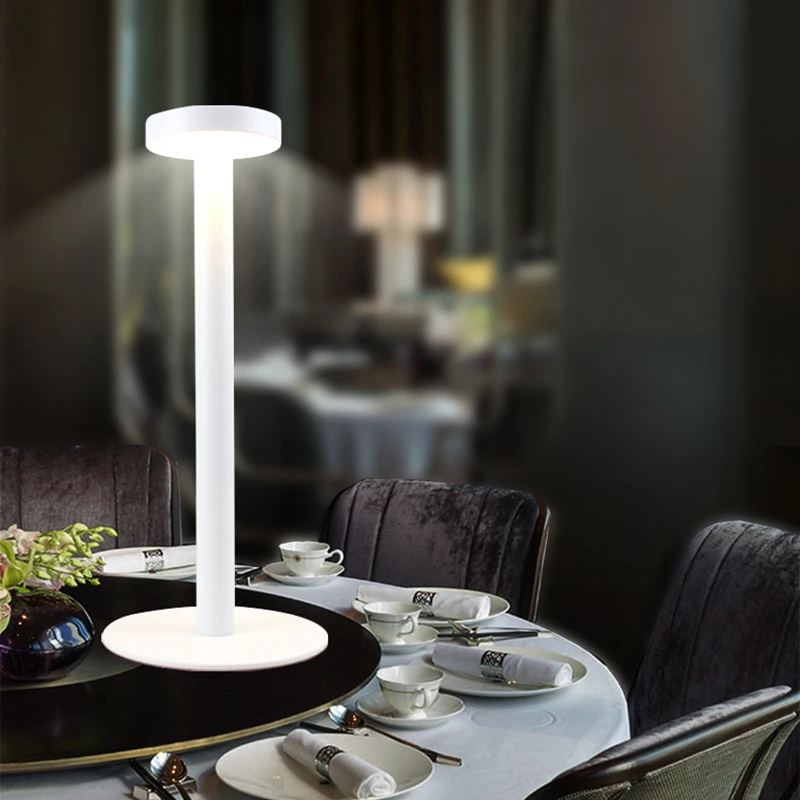 LED Aluminum Alloy Waterproof Desk Lamp Touch Dimming Rechargeable Metal Dinner Table Lamps For Office Living Room Study Lamp