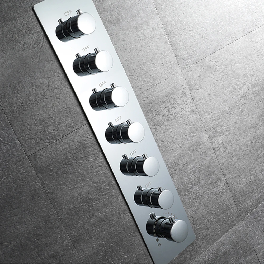 Luxurious Large 900&times;300mm Rain Shower Panel 6 Functions Shower System Thermostatic Bathroom Faucet Bath Tap LED Music Showerhead