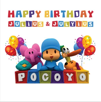 

8x8FT Happy Birthday Pocoyo Balloons Confetti Personalized DIY Custom Photo Studio Background Backdrop Vinyl 240cm x 240cm