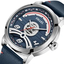 Smael мужской роскоши большой бренд кварцевые часы моды водонепроницаемый кожаный ремешок дизайнер наручные часы тенденции продуктов 2021 sl-9173