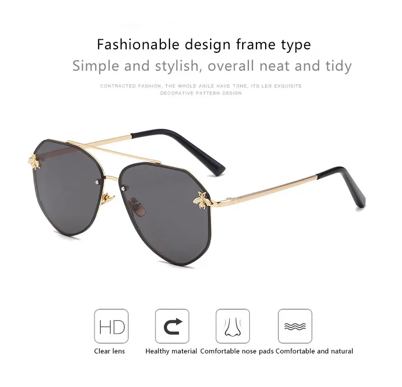 2020 New European and American Sunglasses Female Korean Version of the Tide Square Frame UV400 Protection ins Glasses