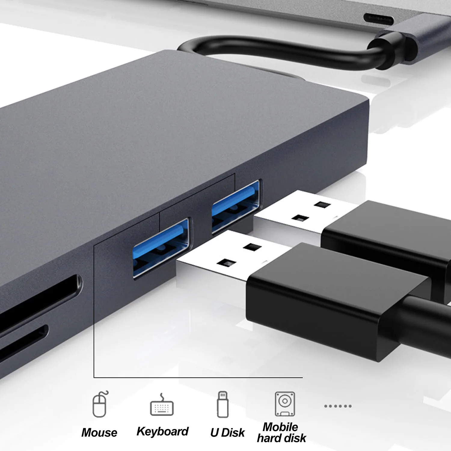 Elisona 8 в 1 портативный usb type-C концентратор адаптер сплиттер концентратор к HDMI VGA для ноутбука ноутбук домашний офис бизнес путешествия