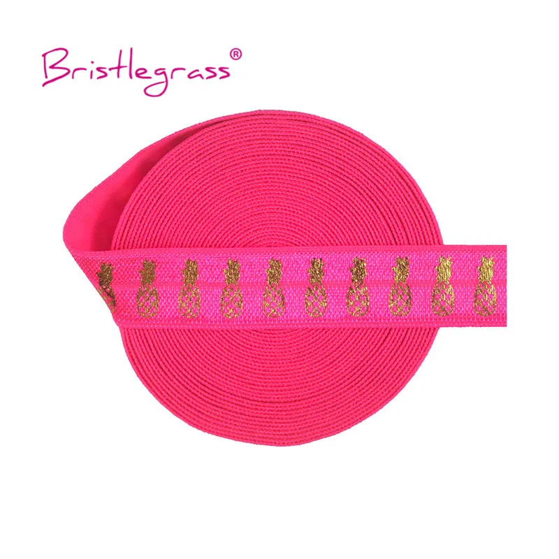 BRISTLEGRASS 5 ярдов 5/8 &quot15 мм золото ананас Фольга печати сложить над резинки FOE ленты