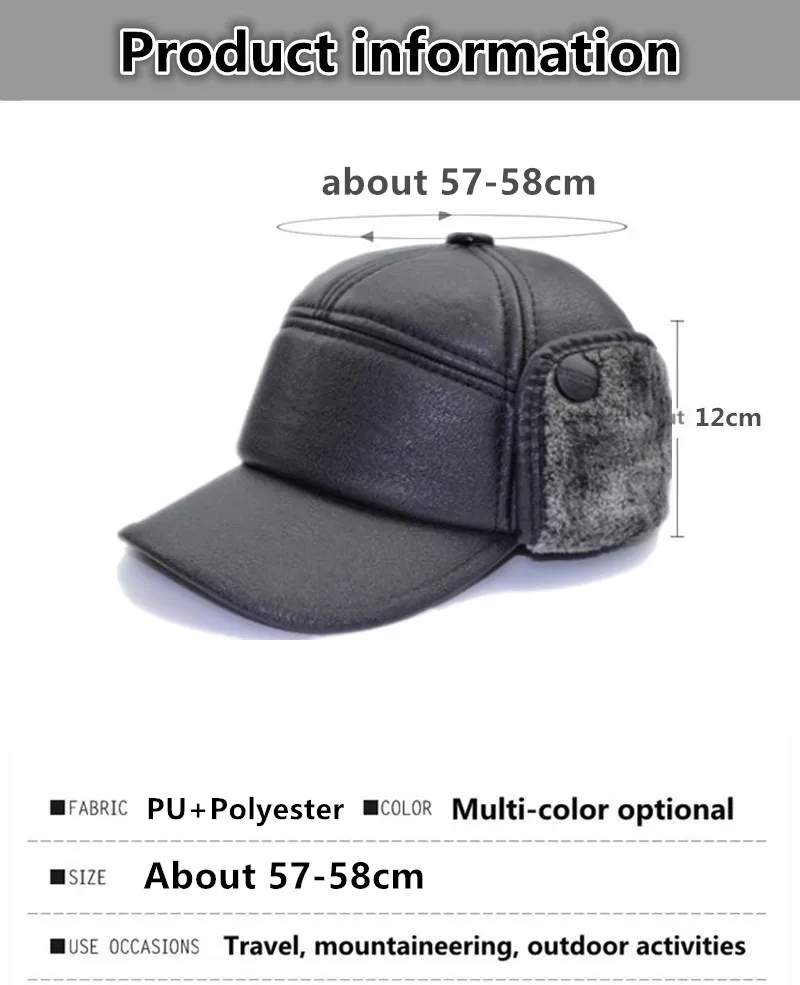 SILOQIN Dad's Hat New Style Man Ear Protection Baseball Cap Winter Middle Old Aged Thicken Keep Warm Leisure Motion Winter Hats