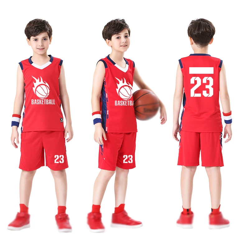2022 Discount Childrens Basketball Uniform Suit Boy Spring Summer Primary School Sports Training DIY Jersey Custom |