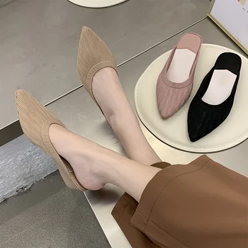 

2020 Woman Slippers Women's Fashion Pointed Toe Wedges Slides Women Indoor Female Fashion Shoes Ladies Elegant Solid Footwear