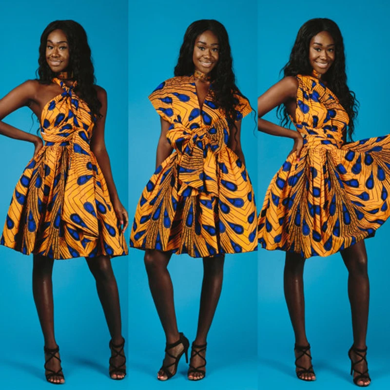 2019 Новые цветочные принты на одно плечо миди африканские платья Дашики Холтер без бретелек африканская одежда с поясом для вечерней