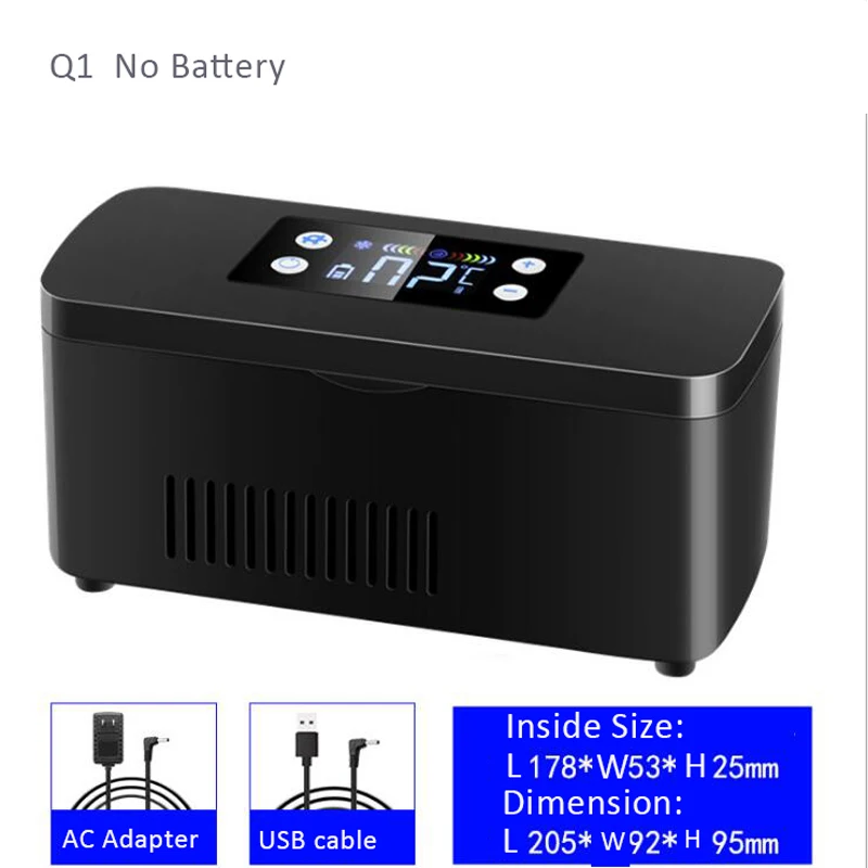 Rechargeable Insulin Refrigerated Box Car Mini Refrigerator Carrying Case Thermostat Growth Hormone Drug 2-8 Degree Fridge