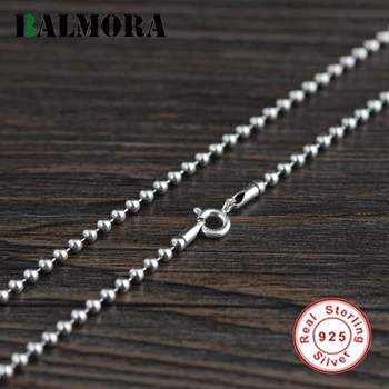 

BALMORA Real 925 Sterling Silver Beads Chains Chokers Long Necklaces for Women Men for Pendant Jewelry 2 mm 18-32 Inches