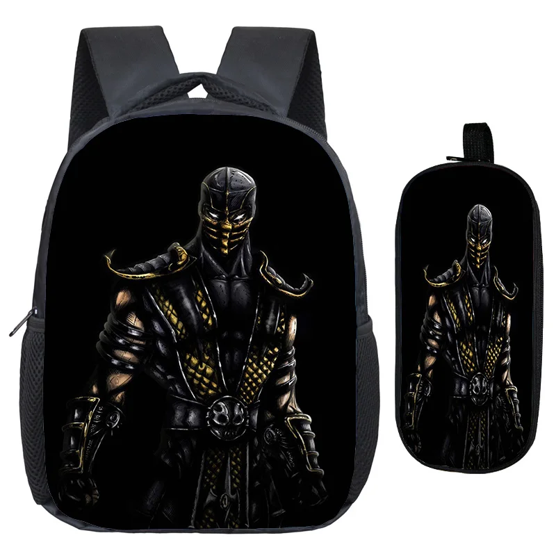 Милый Скорпион в mmoral Kombat X Mask 2 шт./компл. Рюкзак Школьные сумки отличное качество печати сумки красивый детский сад рюкзак - Цвет: 1