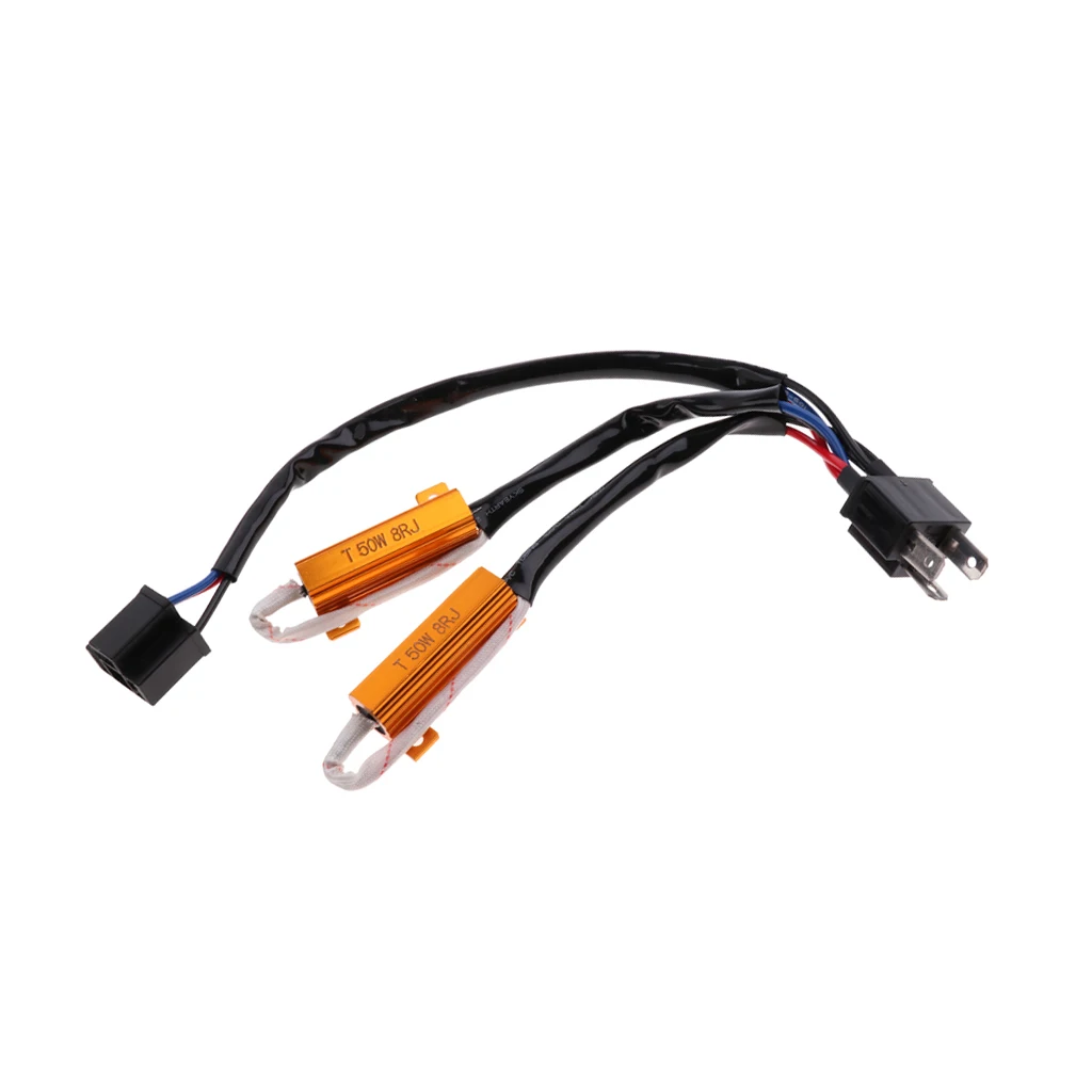 H4 LED Fog Light Headlight Load Resistor Wiring Harness Decoder 50W 8Ohm