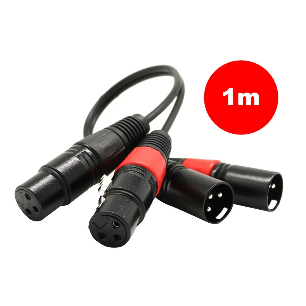 1m Mini Jack стерео TRS для двойного XLR 3 Pin Женский Межблочный кабель Y сплиттер соединительный кабель, шнур Кабель-адаптер - Цвет: 1m