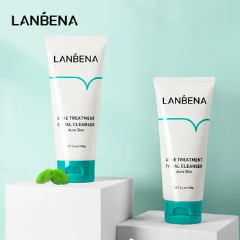 

LANBENA Acne Treatment Facial Cleanser Oligopeptide Effective Anti Acne Oil Free Mild Dense Foam Unclog Pores Clear Breakouts