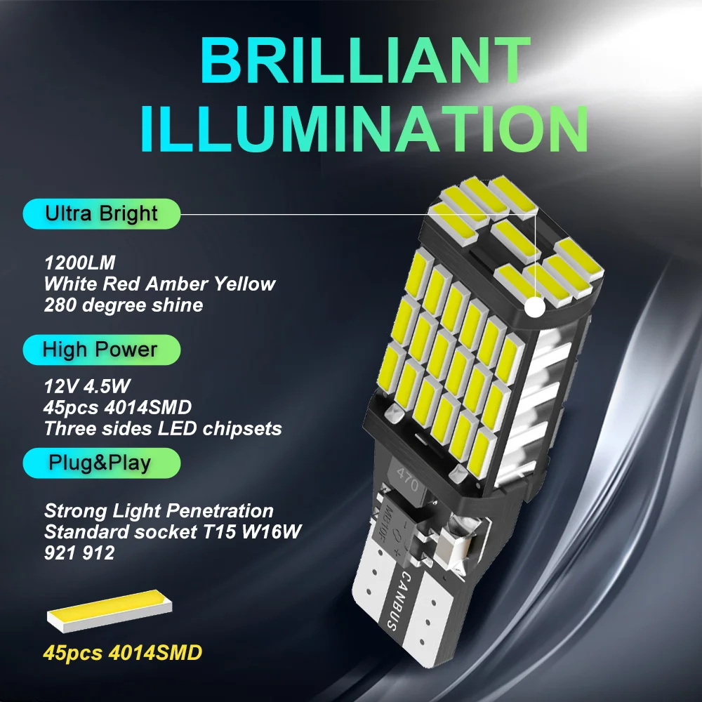 Comprar Bombillas LED de marcha atrás para coche, 1200LM, 921 T15, 912,  902, W16W, Canbus WY16W, reemplazo de bombillas LED para luz de marcha  atrás de coche, color blanco, 2 uds.