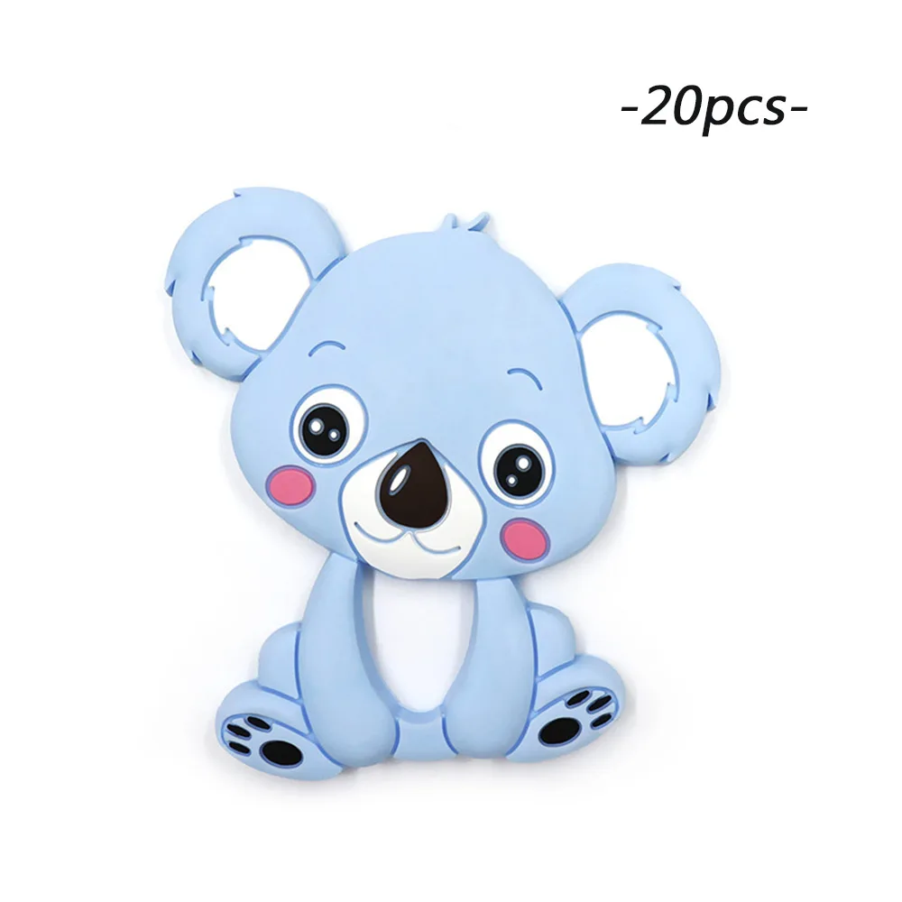 LOFCA 20 шт. Koala детский Прорезыватель Соска-подвеска для животных пищевой силиконовый без бисфенола А детский грызунок жевательный подарок для кормления - Цвет: light blue