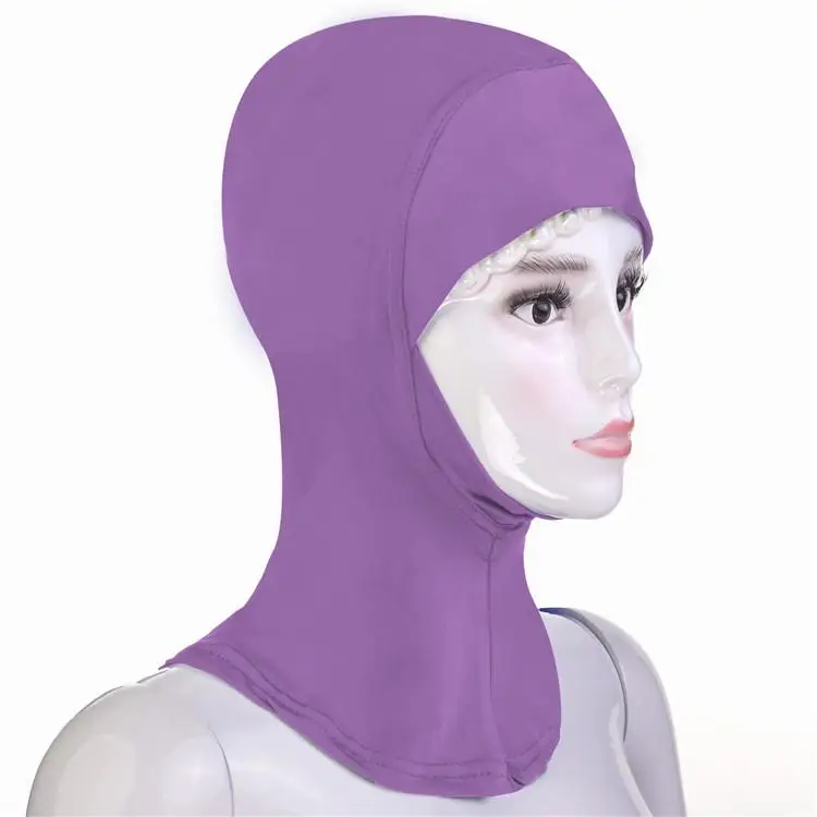 Новинка, Арабская мусульманская мягкая шапка под хиджаб, внутренняя шапка под шарф, головной убор ниндзя, Одноцветный головной платок, головной убор, исламский молитвенный головной убор - Цвет: Purple