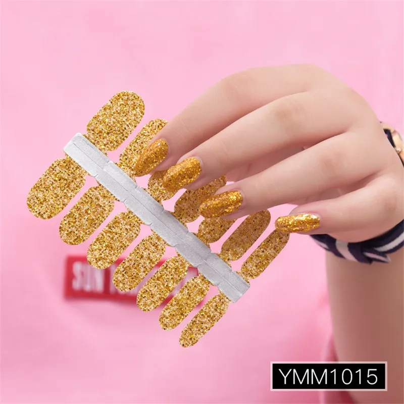 Lamemoria14tips/лист сплошной цвет сверкающие блестки смешанный дизайн DIY стикер переводные наклейки для ногтей с переводом воды s наклейки для ногтей - Цвет: YMM1015