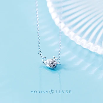 

Modian Hot Sale Animal Whale Clear Zircon Charm Necklaces Pendant Classic Fashion 925 Sterling Silver Chain Jewelry For Women