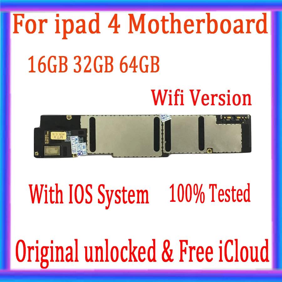Wifi /3G версия для ipad 4 материнская плата с Бесплатный iCloud Оригинальный