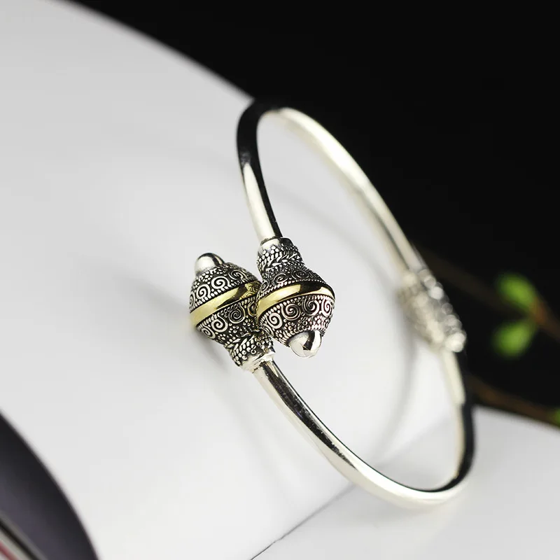 KJJEAXCMY The new low-cost product silver incoming interleaved beautiful models female models S999 Sterling Silver Bangle