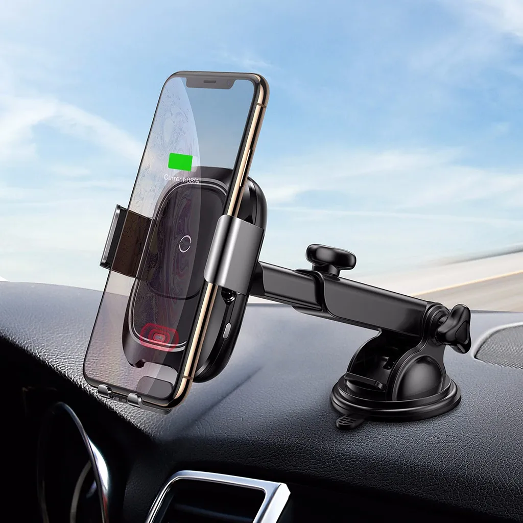 

Baseus Wireless Car Charger Mount 10w Automatic Clamping Qi Fast Charging for cellPhone