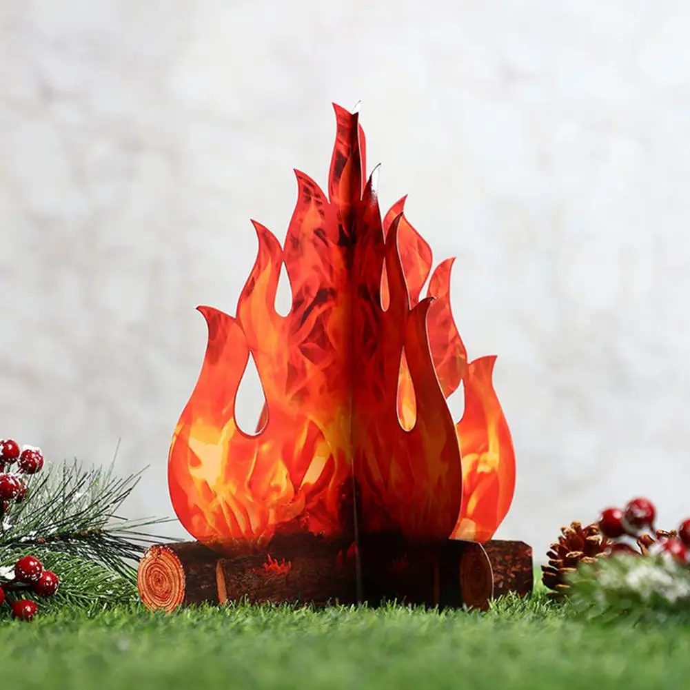 Set di 6 Fuoco artificiale Finta Fiamma 3D Decorativo Cartone Campfire Centrotavola Artificiale Fuoco Falso Fiamma Carta Partito Decorativo 