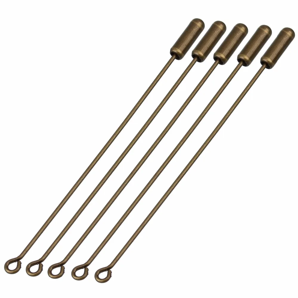 20pcs 50/70mm Safety Long Brooch Pins Gold Silver Bronze Loop Eye Brooch Pin with Cap Stopper for DIY Jewelry Making Findings