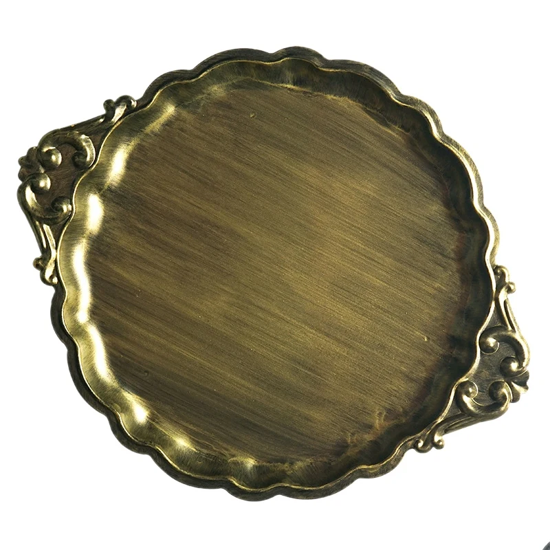 Vintage Gold Tray Cameo Shallow Pallet Home Decorations Cake Tools Bread Food Fruit Plate