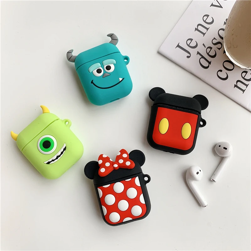 

Bluetooth Earphone Case for Airpods 2 1 Accessories Protective Cover Bag Soft Cute Cartoon DIY Silicone Couple Mickey Minnie