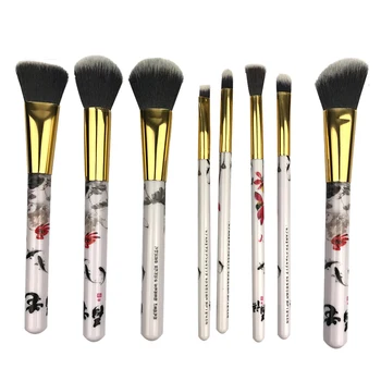 

8pcs/set Of Chinese Style Makeup Brush Contour Foundation Mixing Brush Fiber Plastic Makeup Brushes Makeup Tools