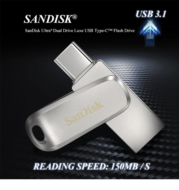 32 Go Clé USB 3.1 Sandisk Ultra Luxe Double Connectique Type-C & USB T