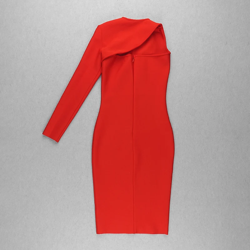 Vero Sinly однотонное Черное Красное Бандажное платье осеннее женское модное платье на одно плечо с длинным рукавом vestidos женское элегантное вечернее платье
