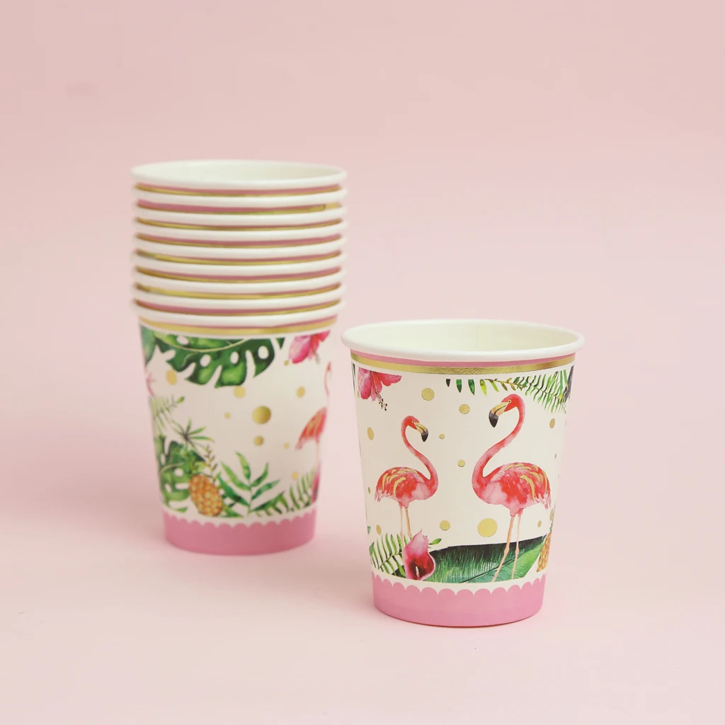 10pcs Tropical Flamingo Paper Disposable Cups Baby Shower Party Table Decoration