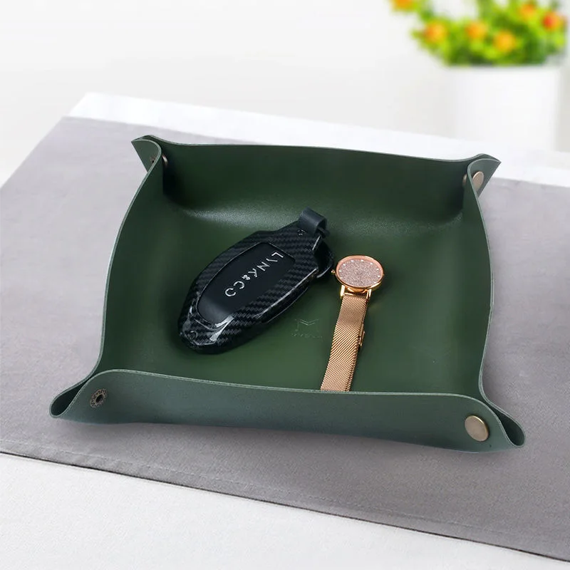 JINSERTA Dice PU Leather Folding Tray Collapsible Dice Rolling Tray Phone Wallet Key Coins Trinket Trays Sundries Storage Box