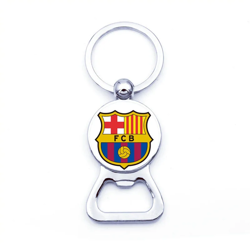 

Football Club Logo Keychain with Silver Color Bottle Opener Car Keychain for Football Fans