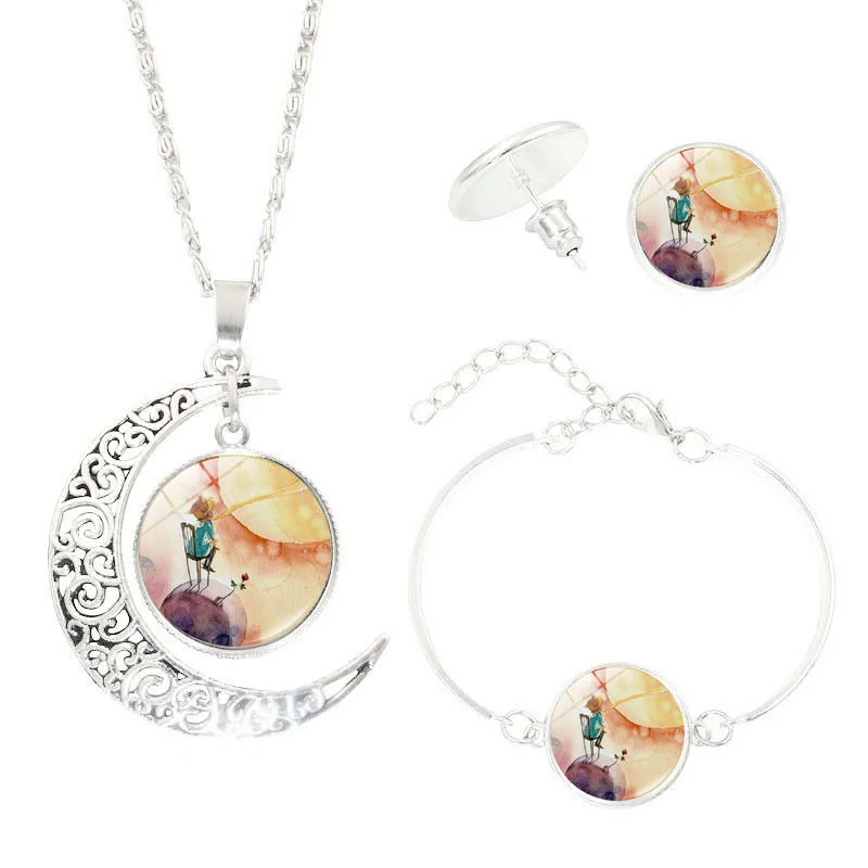

Hot Sales Little Prince Series Time Stone Half Necklace Earrings Bracelets Three-piece Set-