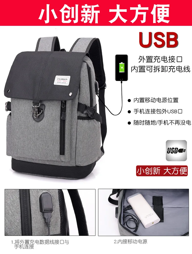 Стиль, большой объем, флип-рюкзак, usb зарядка, компьютерный рюкзак, открытый, Противоугонный рюкзак, поколение жира