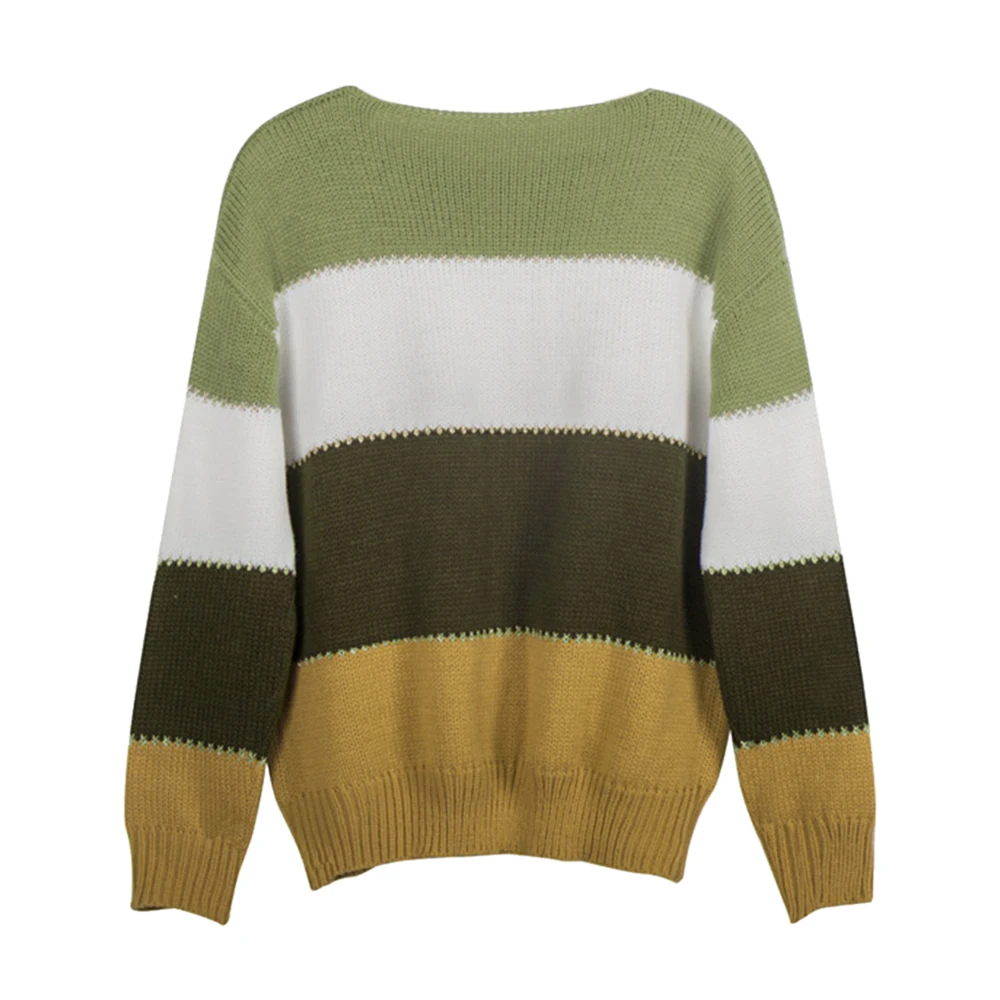 OEAK модный лоскутный свитер с круглым вырезом Осень-зима женские теплые вязаные свитера с длинным рукавом пуловер женские топы джемпер