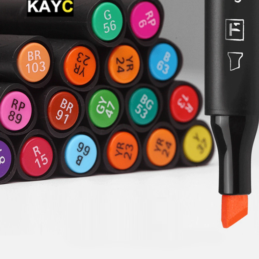Набор художественных двусторонних фломастеров KAYC 60 цветов профессиональные