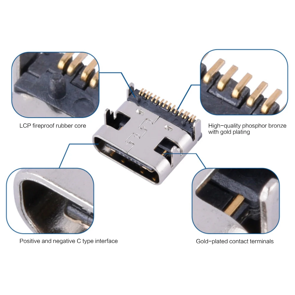 

10PCS Micro USB-3.1Type-C 16PIN SMD Female Connector Socket DIP 4 Interface Connector