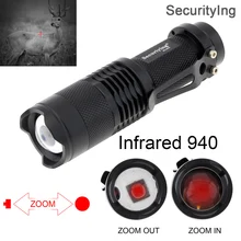 

SecurityIng Infrared Flashlights Hunting Zoomable Focus IR 940nm LED Radiation IR Night Vision Torch Use 14500 / AA Battery