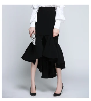 

2020 new autumn banquet dress with ruffle hem slim fit and hip skirt with front slit fishtail skirt