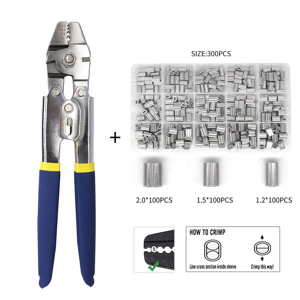 Wire Rope Crimp Fishing Swaging Tool Cable Ferrule Crimps Up To 2.0mm  Aluminum Tube Double Barrel Ferrule Loop Sleeve