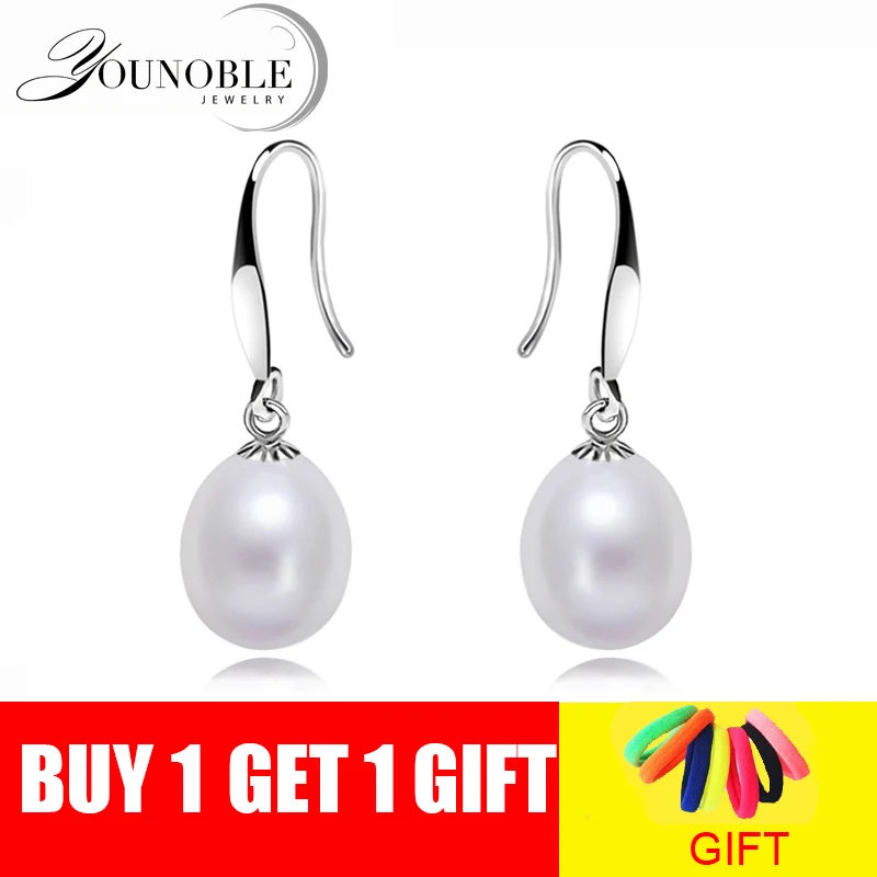 Real Natural Pearl Earrings For Women 925 Silver White Freshwater Pearl Drop Earring