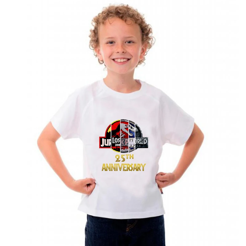 Children Jurassic World Short Sleeve Harajuku Dinosaur Print Summer T-Shirt Children Boys Girls Round Neck Cotton Soft T-Shirt