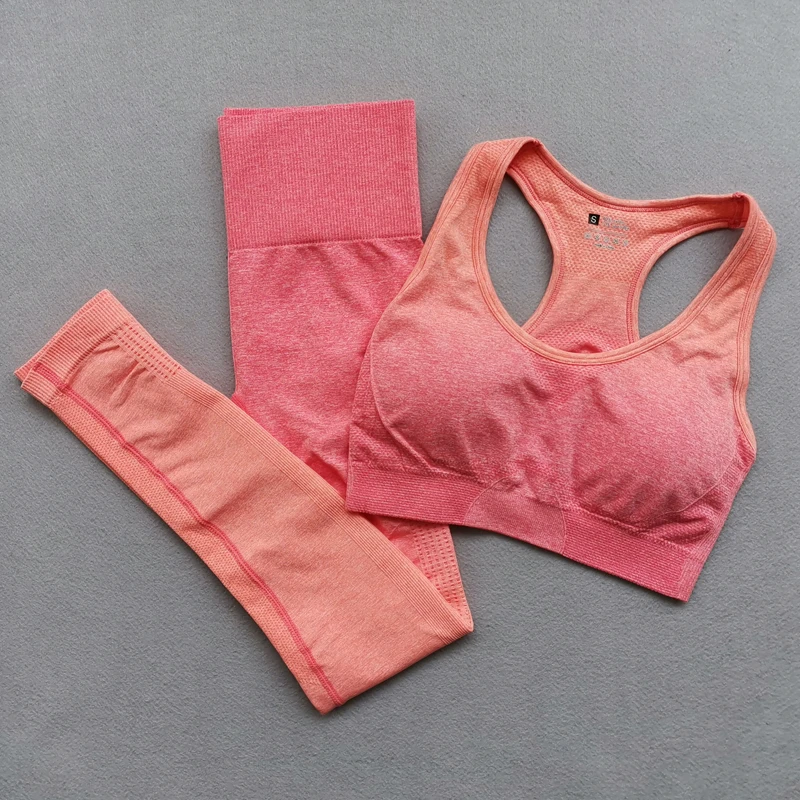 Conjunto de sujetador deportivo + mallas para mujer, ropa de gimnasio sin para entrenamiento, deportiva para Fitness, 2 de yoga| - AliExpress